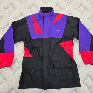 Held Women's Vintage Black & Multicolor Long Ski Windbreaker Jacket Size Large